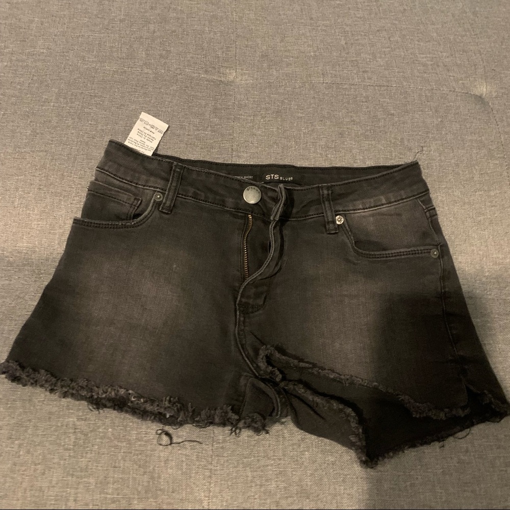 STS Blue faded black denim shorts
